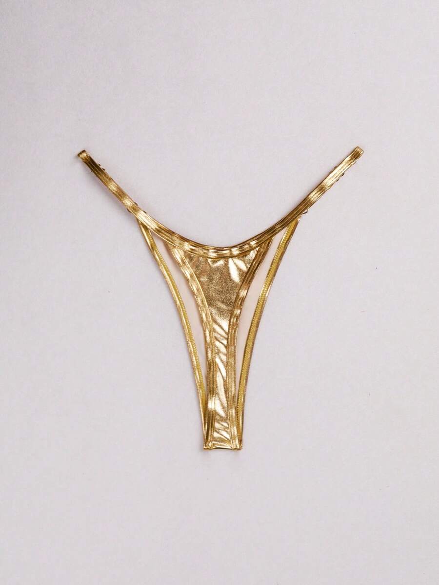 SHEIN Swim Calcinha de biquíni sexy de cor sólida para praia e verão