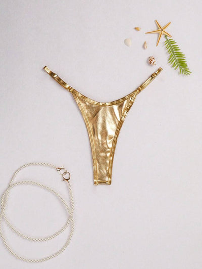 SHEIN Swim Calcinha de biquíni sexy de cor sólida para praia e verão