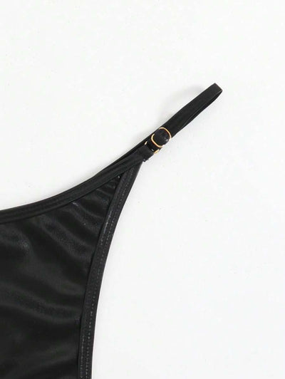 SHEIN Swim Calcinha de biquíni sexy de cor sólida para praia e verão