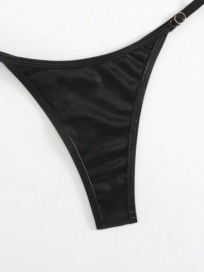 SHEIN Swim Calcinha de biquíni sexy de cor sólida para praia e verão