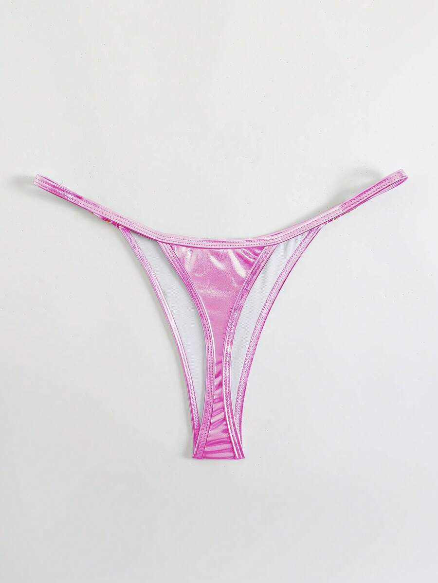 SHEIN Swim Calcinha de biquíni sexy de cor sólida para praia e verão