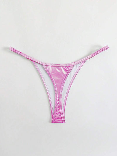 SHEIN Swim Calcinha de biquíni sexy de cor sólida para praia e verão