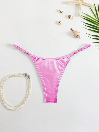 SHEIN Swim Calcinha de biquíni sexy de cor sólida para praia e verão