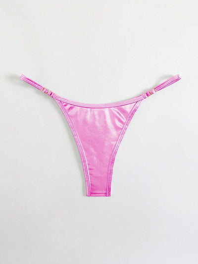 SHEIN Swim Calcinha de biquíni sexy de cor sólida para praia e verão