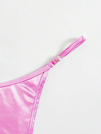 SHEIN Swim Calcinha de biquíni sexy de cor sólida para praia e verão