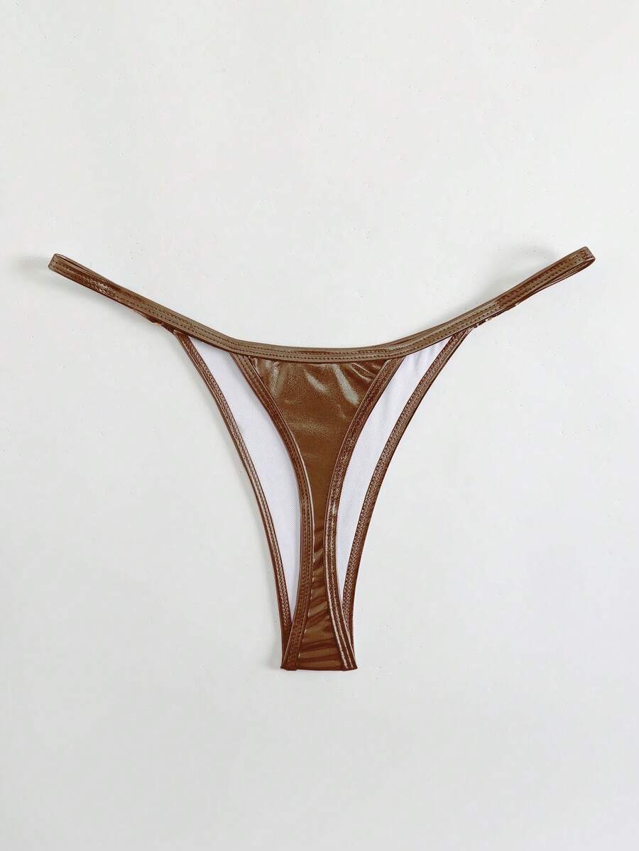 SHEIN Swim Calcinha de biquíni sexy de cor sólida para praia e verão