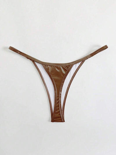 SHEIN Swim Calcinha de biquíni sexy de cor sólida para praia e verão