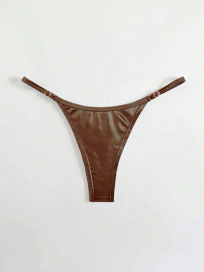 SHEIN Swim Calcinha de biquíni sexy de cor sólida para praia e verão