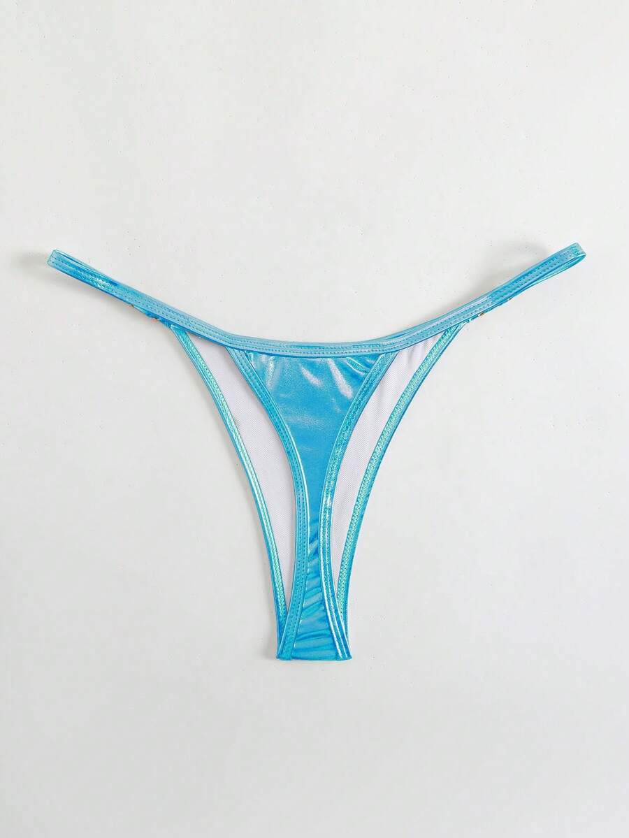 SHEIN Swim Calcinha de biquíni sexy de cor sólida para praia e verão