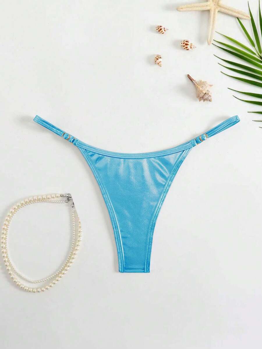 SHEIN Swim Calcinha de biquíni sexy de cor sólida para praia e verão