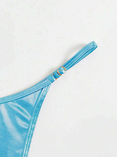 SHEIN Swim Calcinha de biquíni sexy de cor sólida para praia e verão