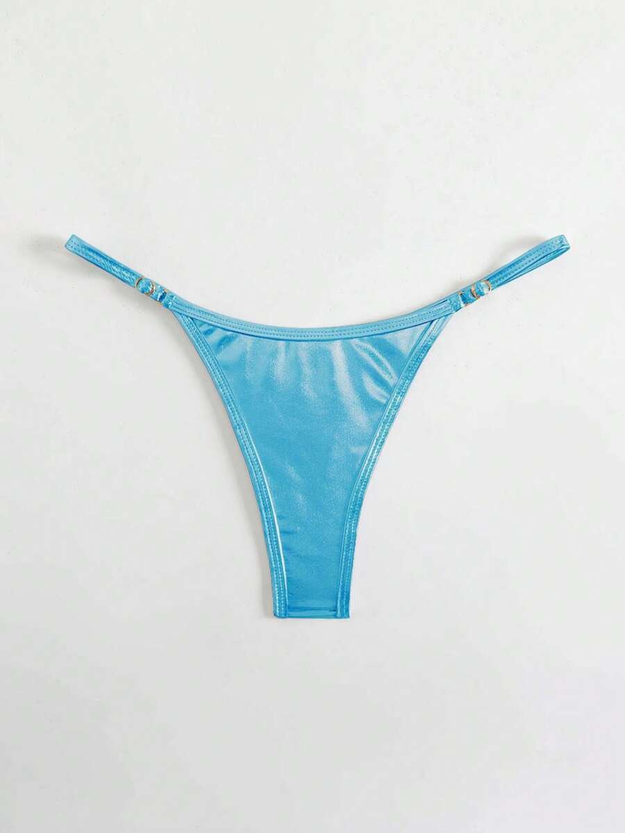 SHEIN Swim Calcinha de biquíni sexy de cor sólida para praia e verão